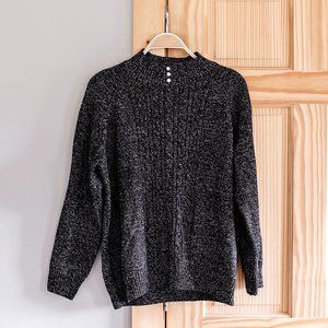 Karen Scott Cable Knit Mock Turtleneck Pullover Sweater Pearl Buttons Sz 1X